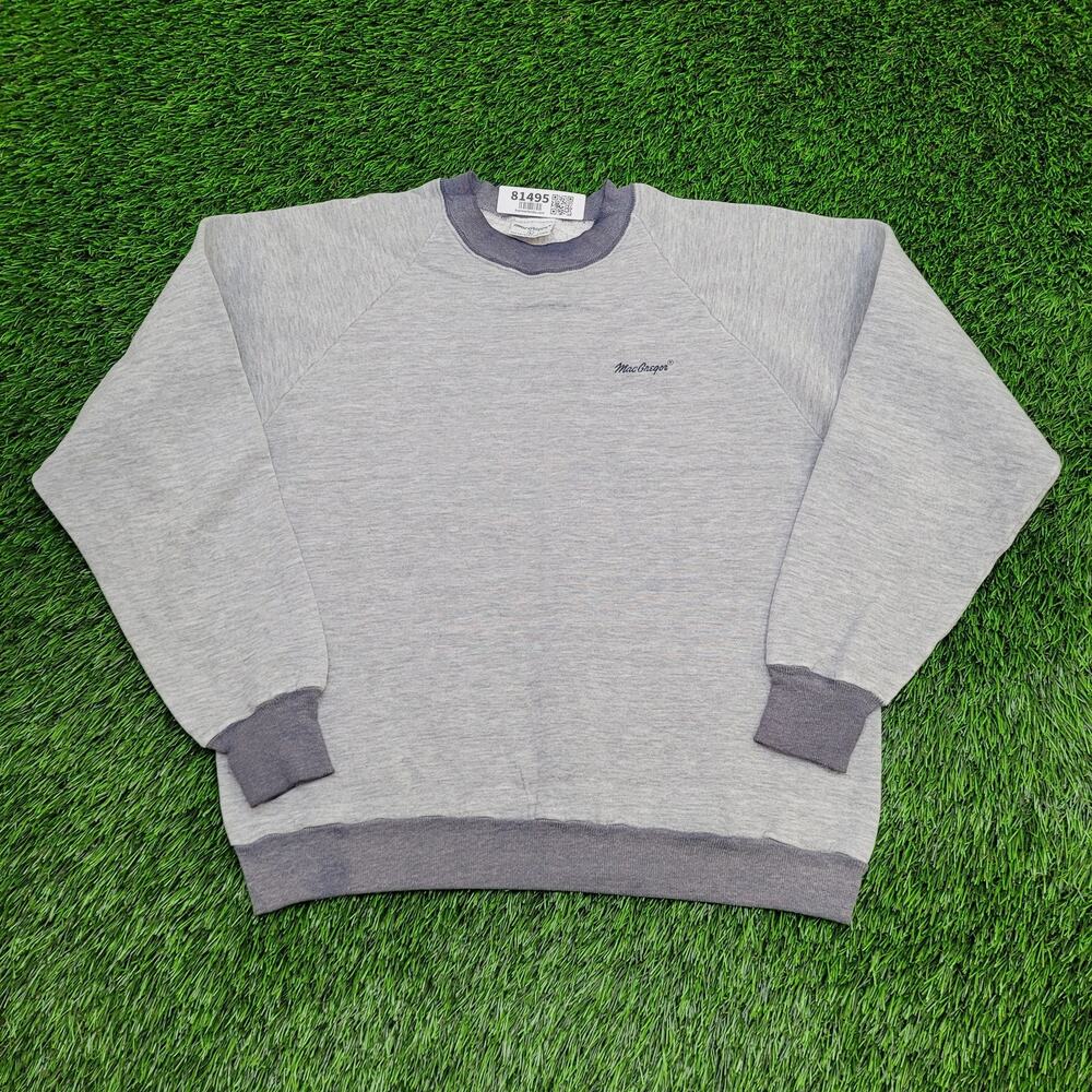 Vintage MacGregor Ringer Sweatshirt Womens L 21x22 Boxy Gray